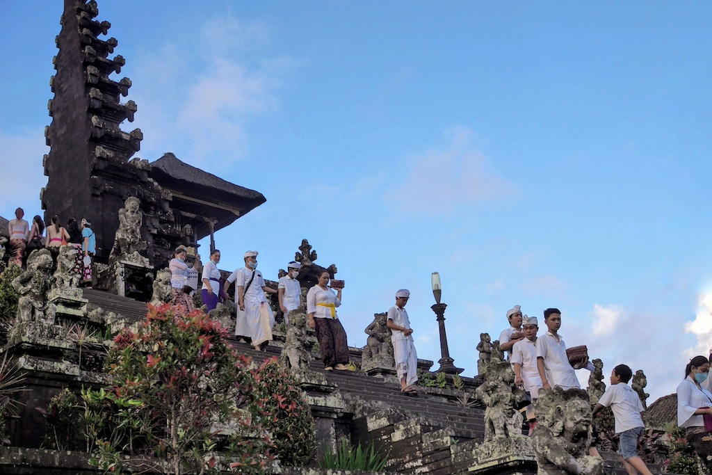 ceremony at besakih temple in Bali Indonesia